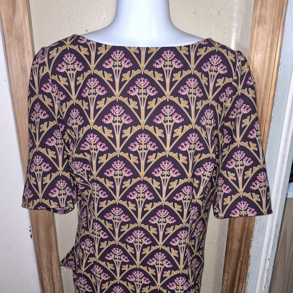 Boden Brown Floral Short-Sleeve Top Size 10